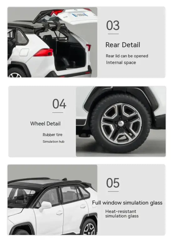 RAV4 1:32 Metalowy Model Samochodu z Dźwiękiem i Światłem