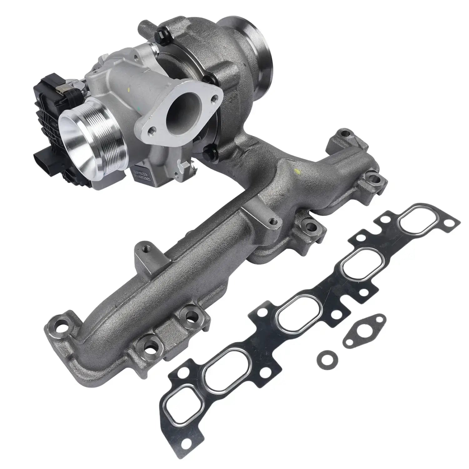 Szary metaliczny turboładowarka ap01 z polerowaną srebrną kołnierzem dolotowym i uszczelkami do fiat doblo van-based mpv