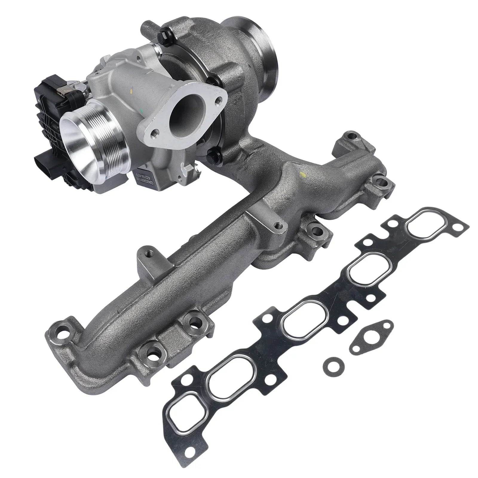 Szary metaliczny turboładowarka ap01 z polerowaną srebrną kołnierzem dolotowym i uszczelkami do fiat doblo van-based mpv