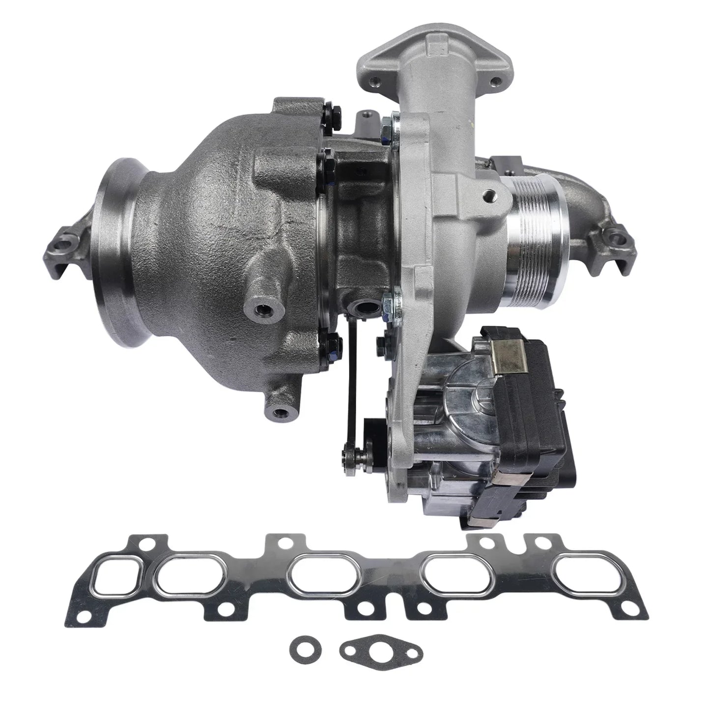 Szary metaliczny turboładowacz ap01 z czarną jednostką sterującą do hatch fiat doblo i van-based mpv 1.6d