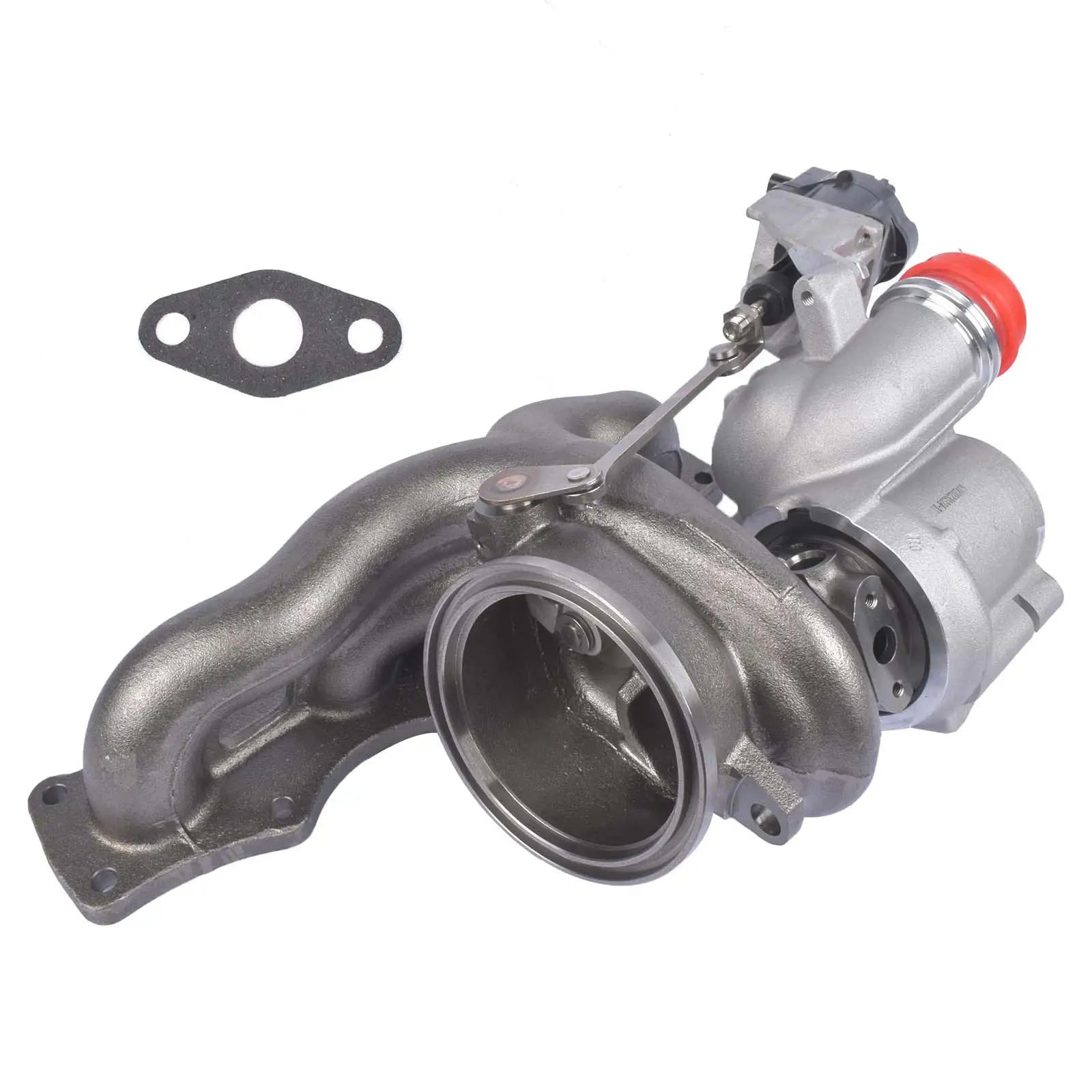 Srebrny metaliczny turboładowacz ap03 z czerwonym kapturkiem i czarną uszczelką do bmw 220i 228i 320i