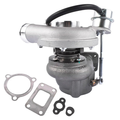 Srebrny metaliczny turboładowacz z czarnym wężem i mocowaniem do jcb backhoe loader ap01 turbo charger