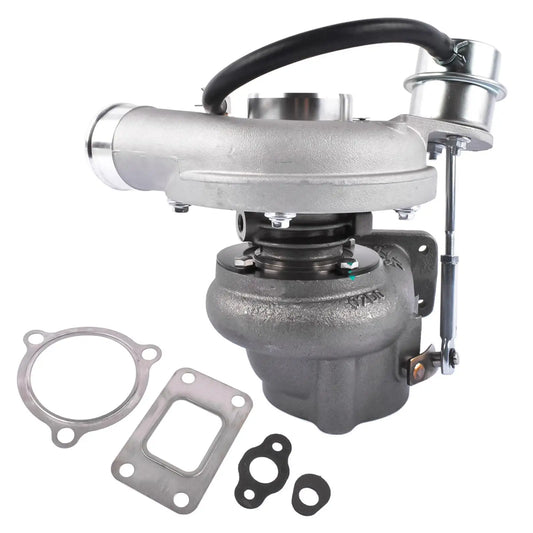 Srebrny metaliczny turboładowacz z czarnym wężem i mocowaniem do jcb backhoe loader ap01 turbo charger