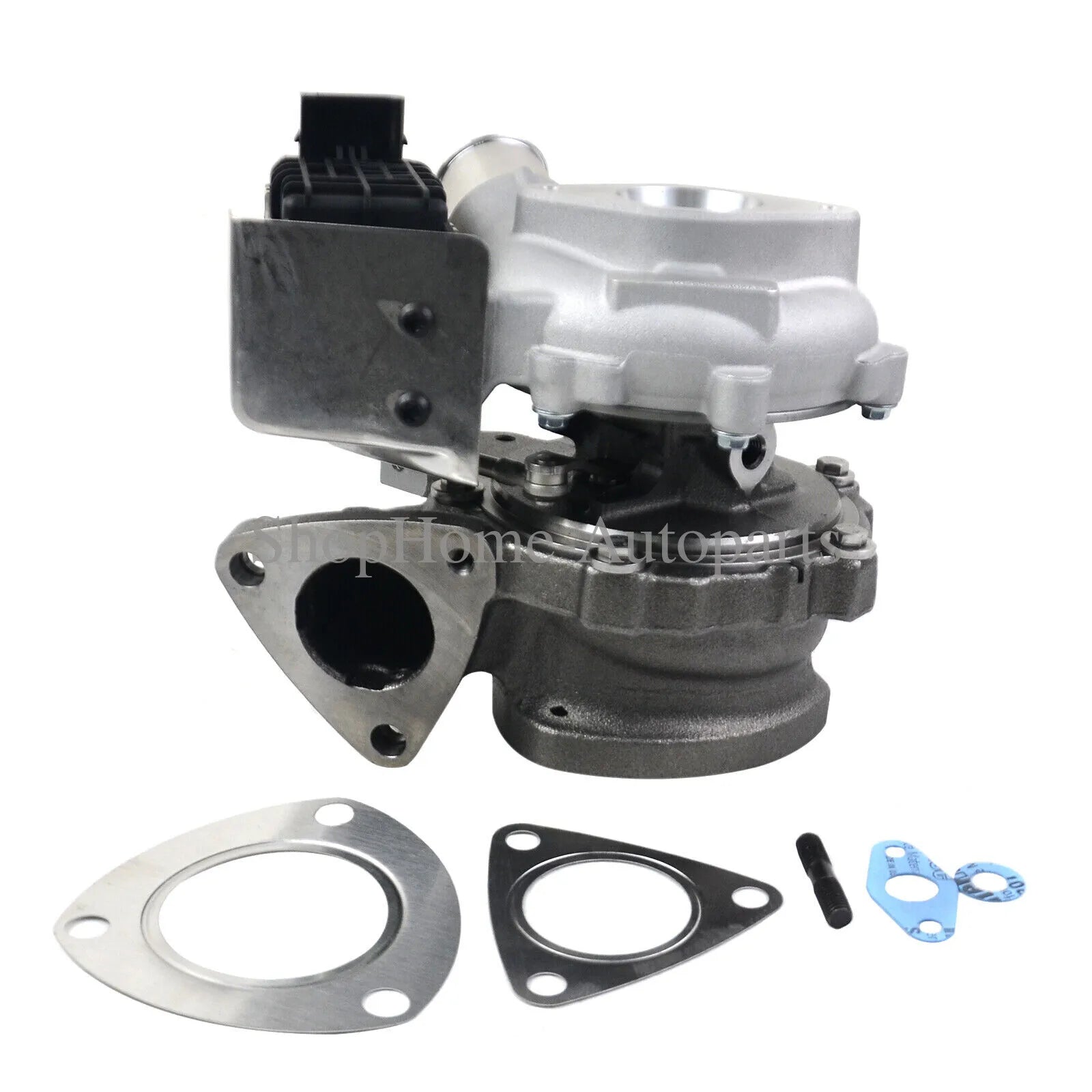 Srebrna metaliczna turbosprężarka do ford transit i ranger 2.2 tdci z czarną obudową i kompletem uszczelek