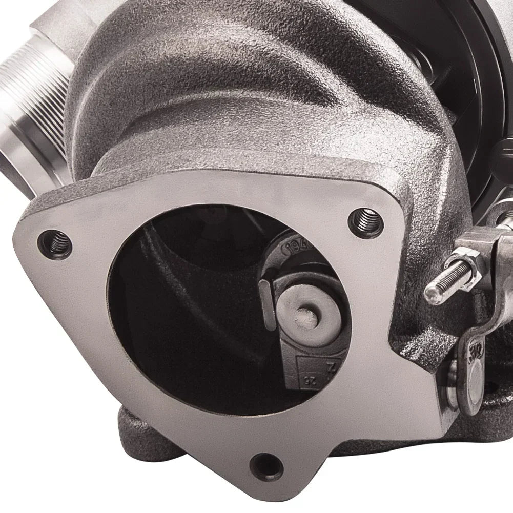Szara metaliczna turbina turbo k03 z płytą montażową i widocznymi podzespołami do ep6cdt i ep6dt