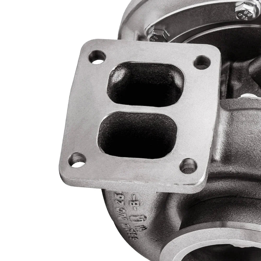 Srebrny metaliczny turbo sprężarka s300sx3 twin scroll flansza s300sx3 z kwadratową podkładką i dwoma owalnymi otworami