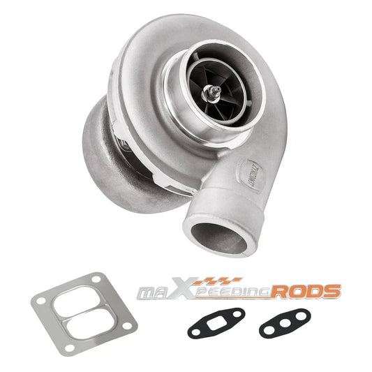 Srebrna metaliczna turbina turbo sprężarka flansza s300sx3 twin scroll z widocznymi łopatkami turbiny