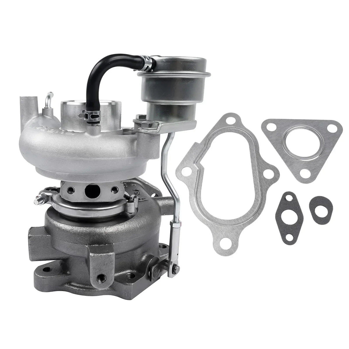 Srebrna metaliczna turbosprężarka td04-12t z czarnym wężem i uszczelkami do mitsubishi pajero 4m40-t engine