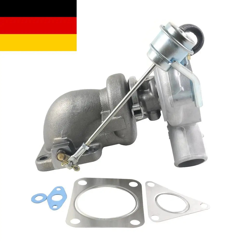 Szara metaliczna turbosprężarka z srebrnym siłownikiem wastegate i uszczelkami do ford transit mk7 2.4 tdci rwd 2006