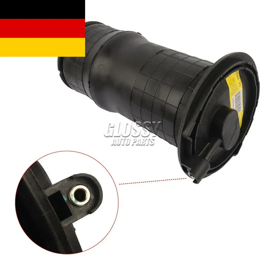 Tyłowa czarna gumowa poduszka powietrzna zawieszenia range rover p38a z żółtą etykietą rkb101460