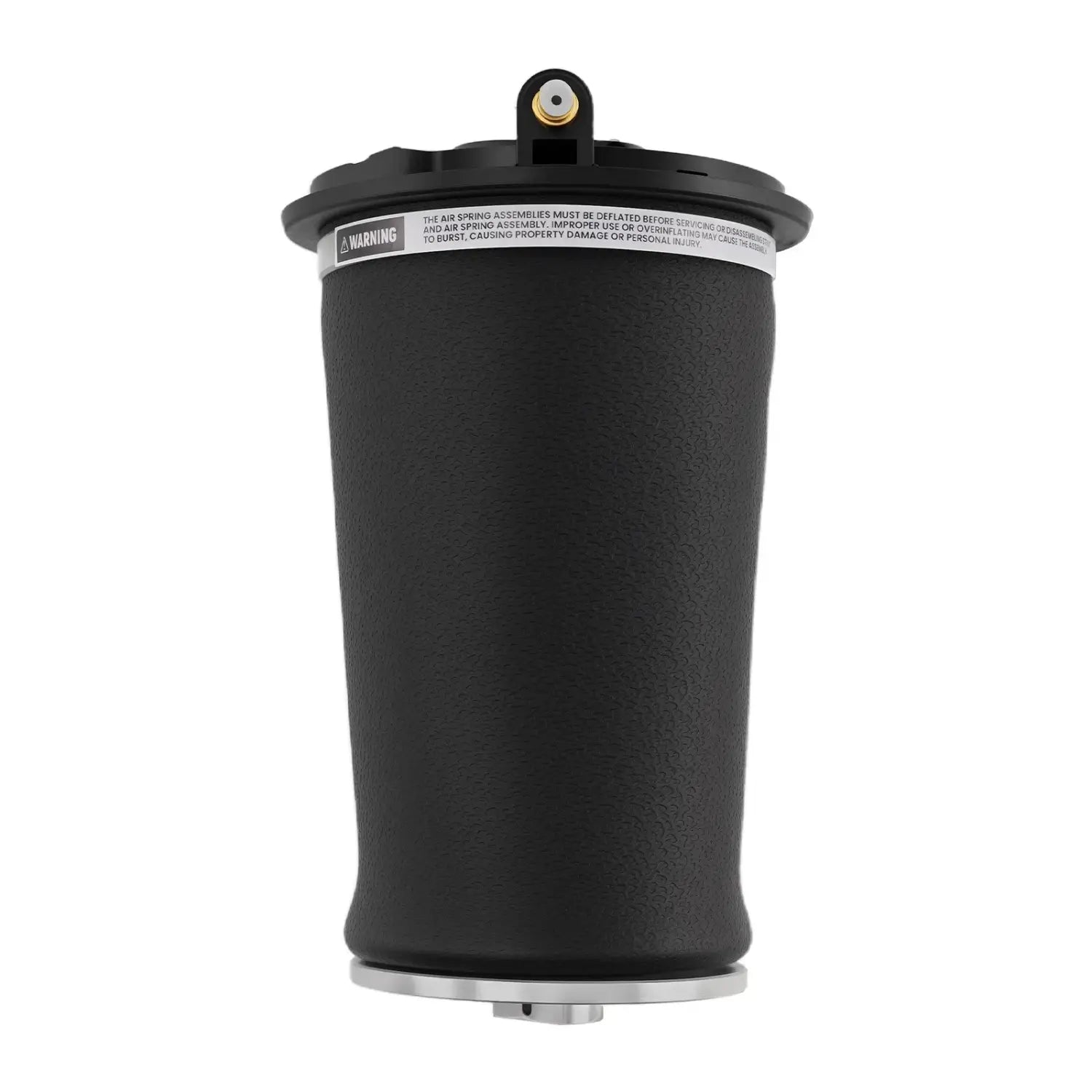 Czarna teksturowana membrana zawieszenia powietrznego z metalową srebrną podstawą do land rover range rover p38 mk ii 94-02