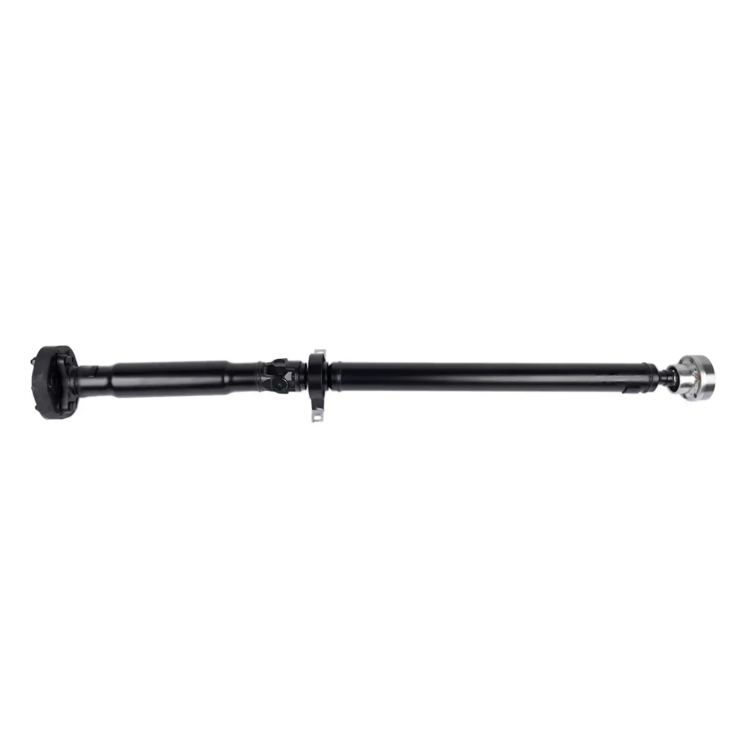 Czarny zespół wału napędowego tylnego do bmw e46 1998-2006 z chromowanymi końcówkami i przegubem centralnym