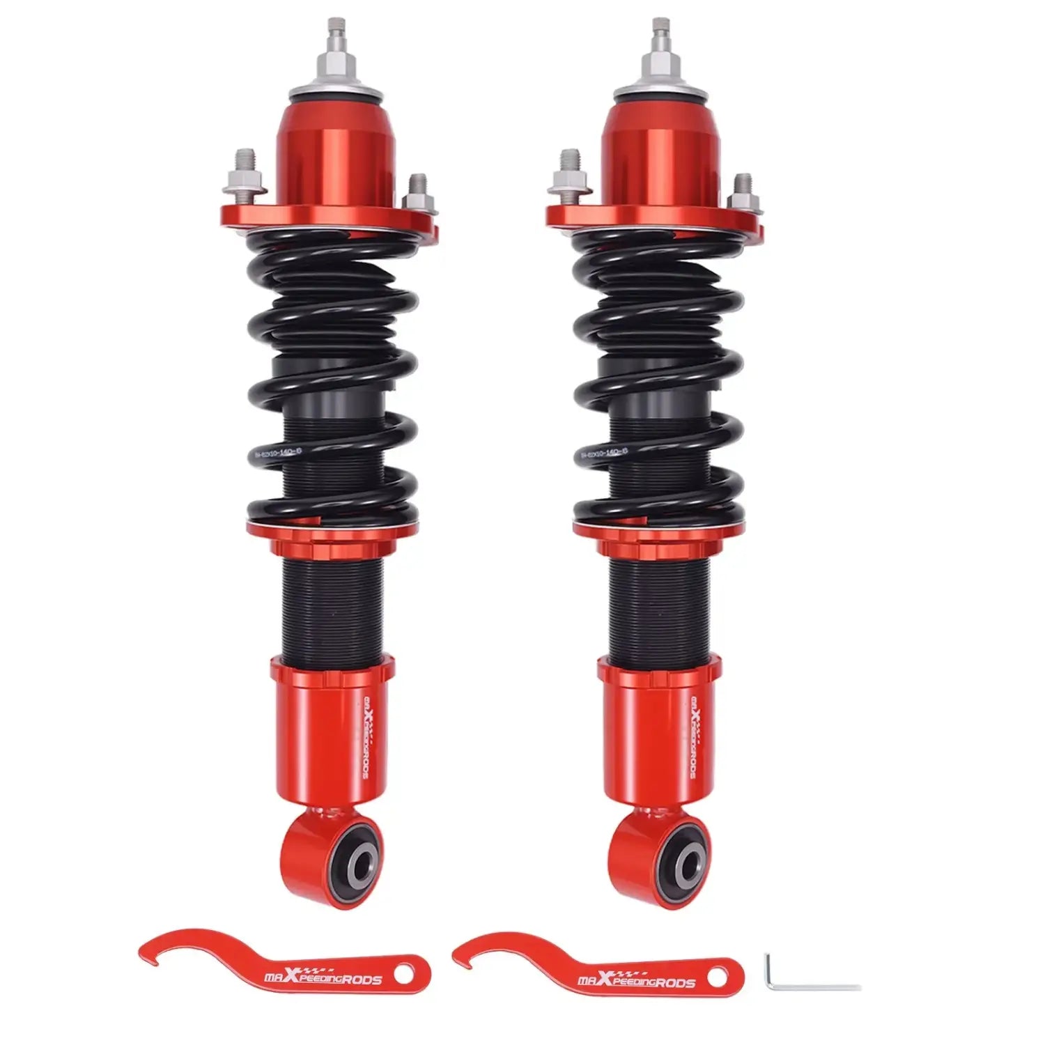 Tylny zestaw coiloverów 24 stopni regulacji do honda civic em2 2001 2005 czerwono czarne sprężyny i mocowania