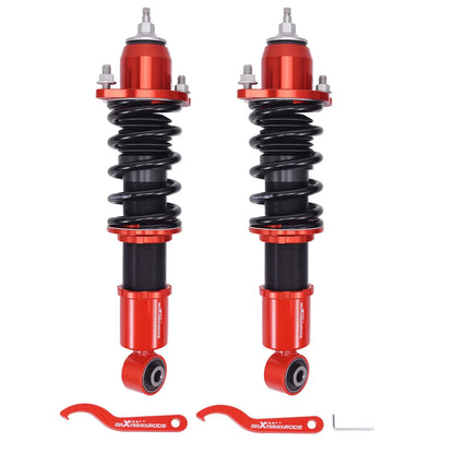 Tylny zestaw coiloverów 24 stopni regulacji do honda civic em2 2001 2005 czerwono czarne sprężyny i mocowania