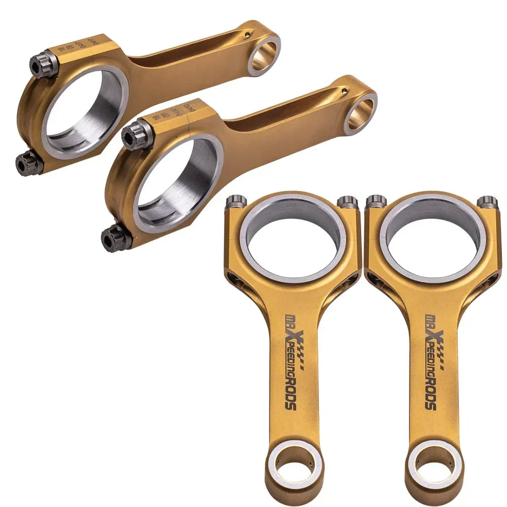 Tytanizowane korbowody h beam chrom moly w kolorze złotym z grawerowanym logo do opel astra f 1991 2001 2.0i 16v