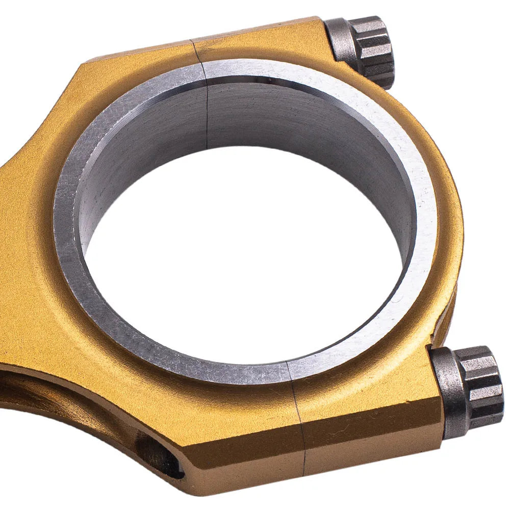 Tytanizowane korbowody h beam do opel astra f z chrom moly, złoty aluminium z srebrnym pierścieniem i pokrętłami regulacyjnymi
