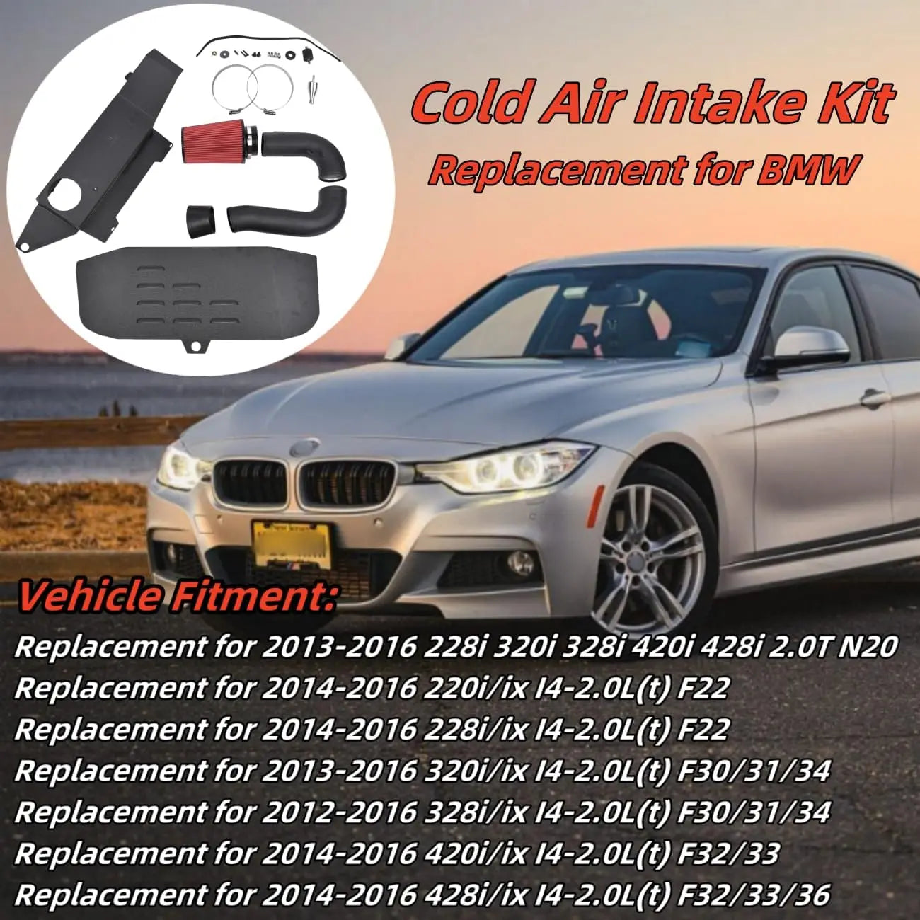 AP03 New Cold Air Intake Kit for BMW 320i/ix 328i/ix I4-2.0L F30 F31 F34 2013-2016