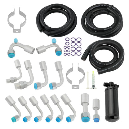 Kit de tuyau de climatisation universel 134a & Séchoir noir & Raccords toriques
