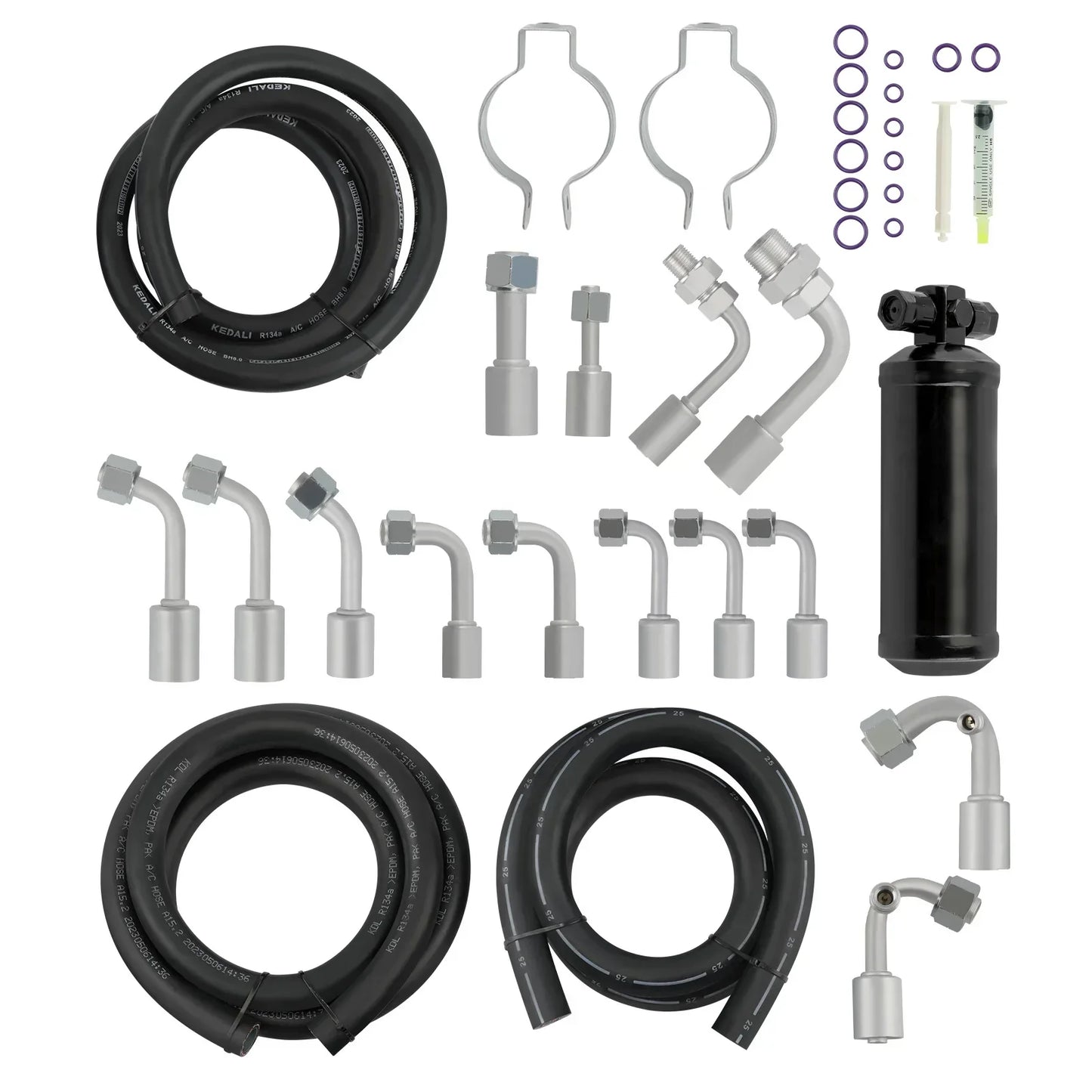 Kit de tuyau de climatisation universel 134a & Séchoir noir & Raccords toriques