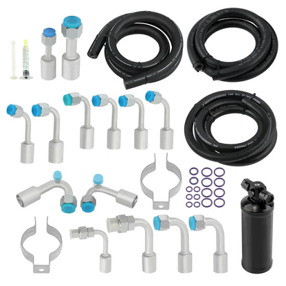 Kit de tuyau de climatisation universel 134a & Séchoir noir & Raccords toriques