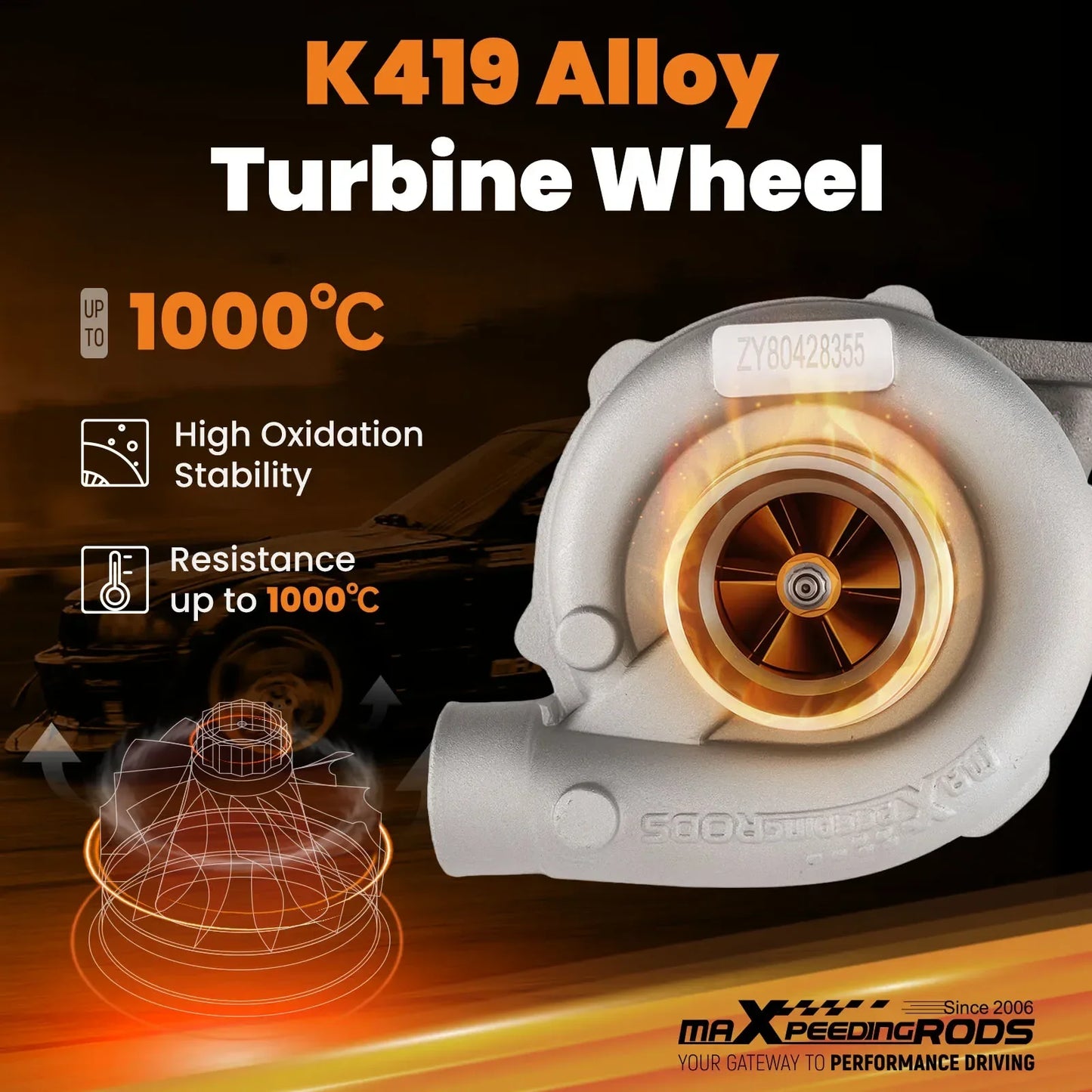 Turbocompresseur universel à billettes T3T4 T04E A/R .63, turbocompresseur à bride à 5 boulons, Type rue