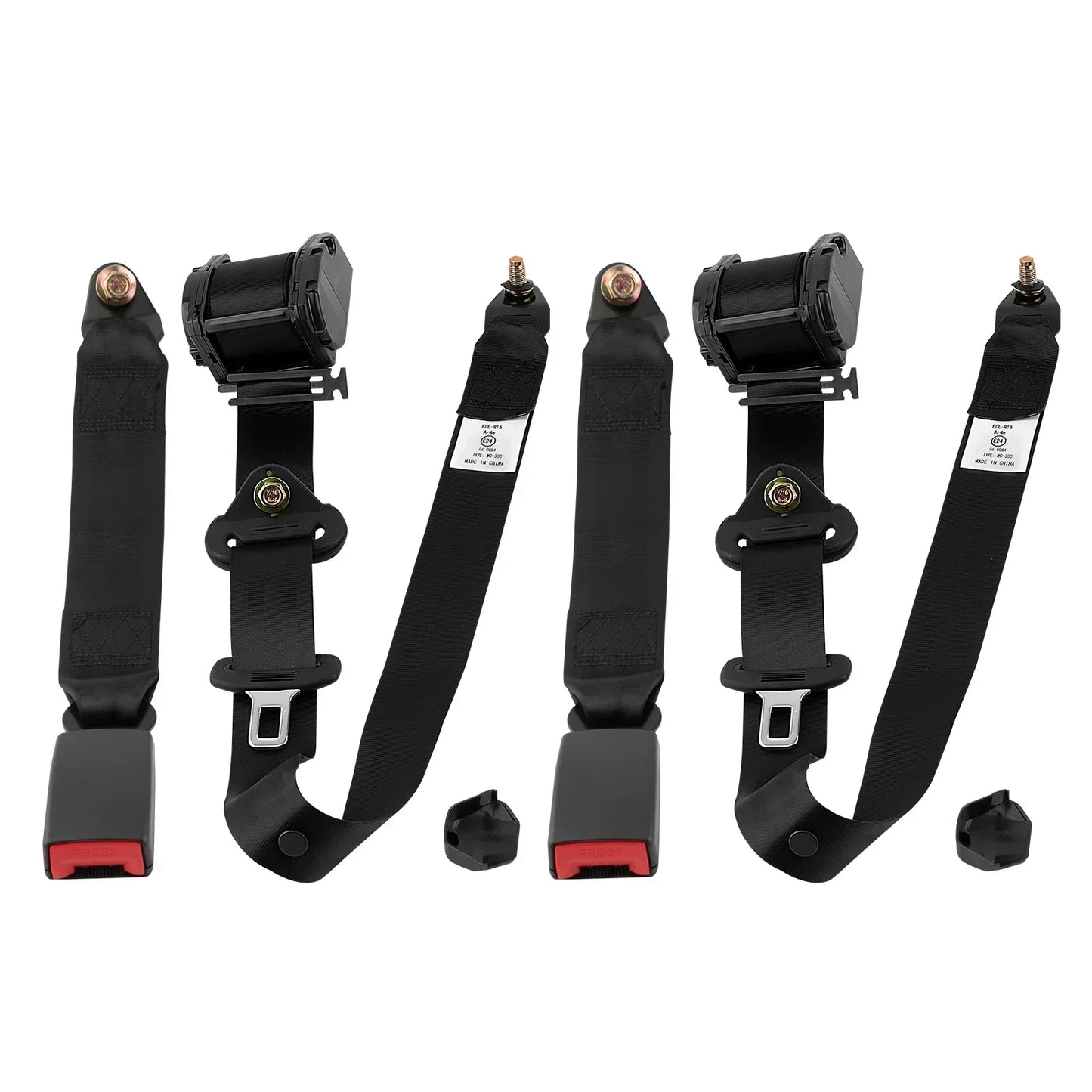 Universal 3-point inertia seat belts, 3 m, 2 pcs.