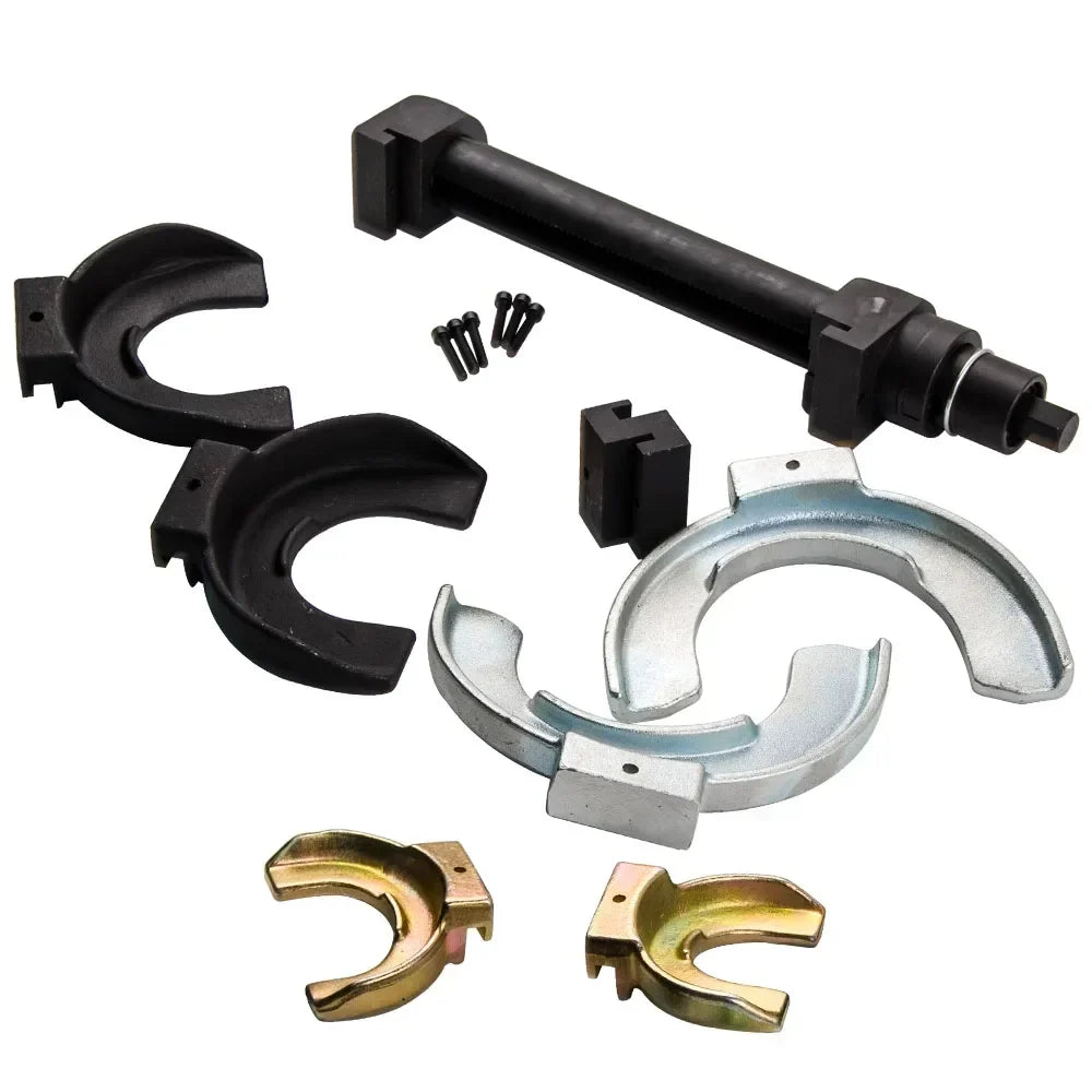 Universal McPherson strut spring extractor with replaceable handles