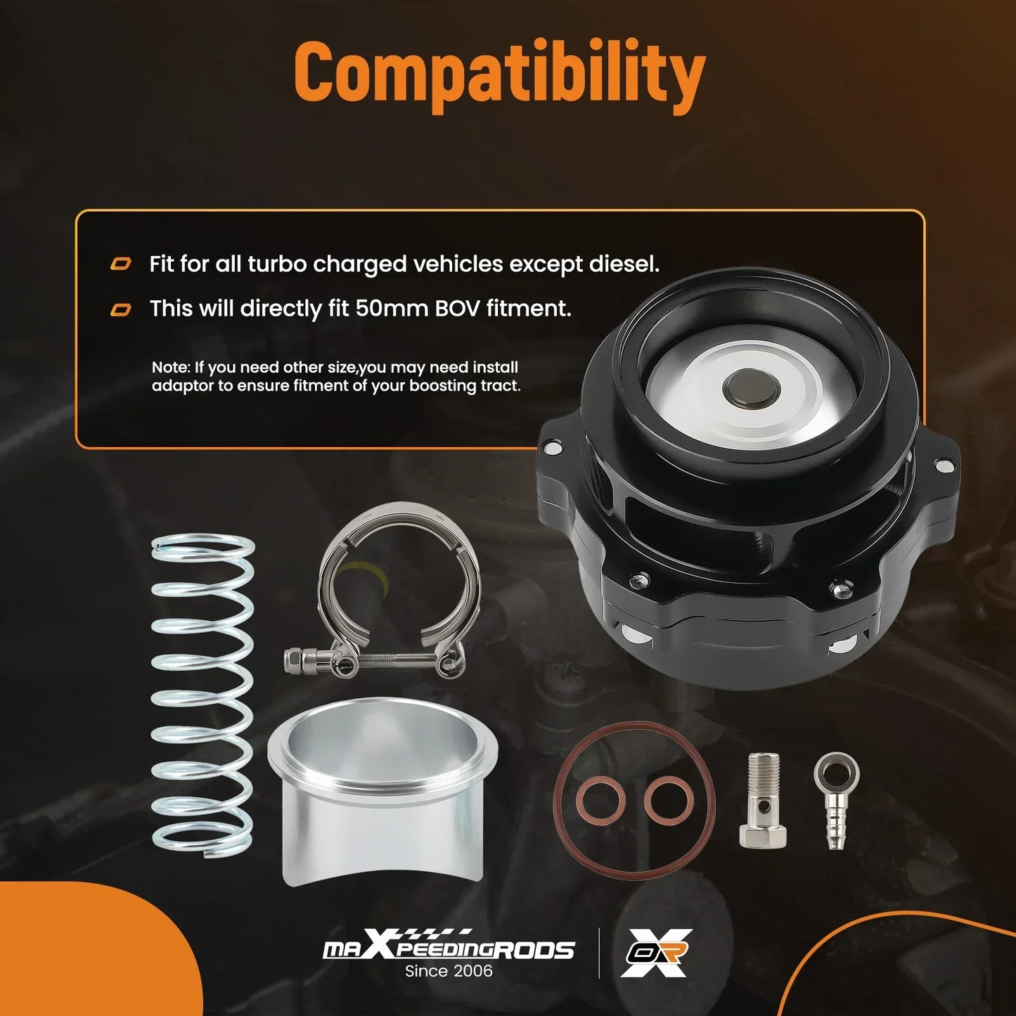Universal Aluminium 50 mm Turbo Intercooler V-band avblåsningsventilsats
