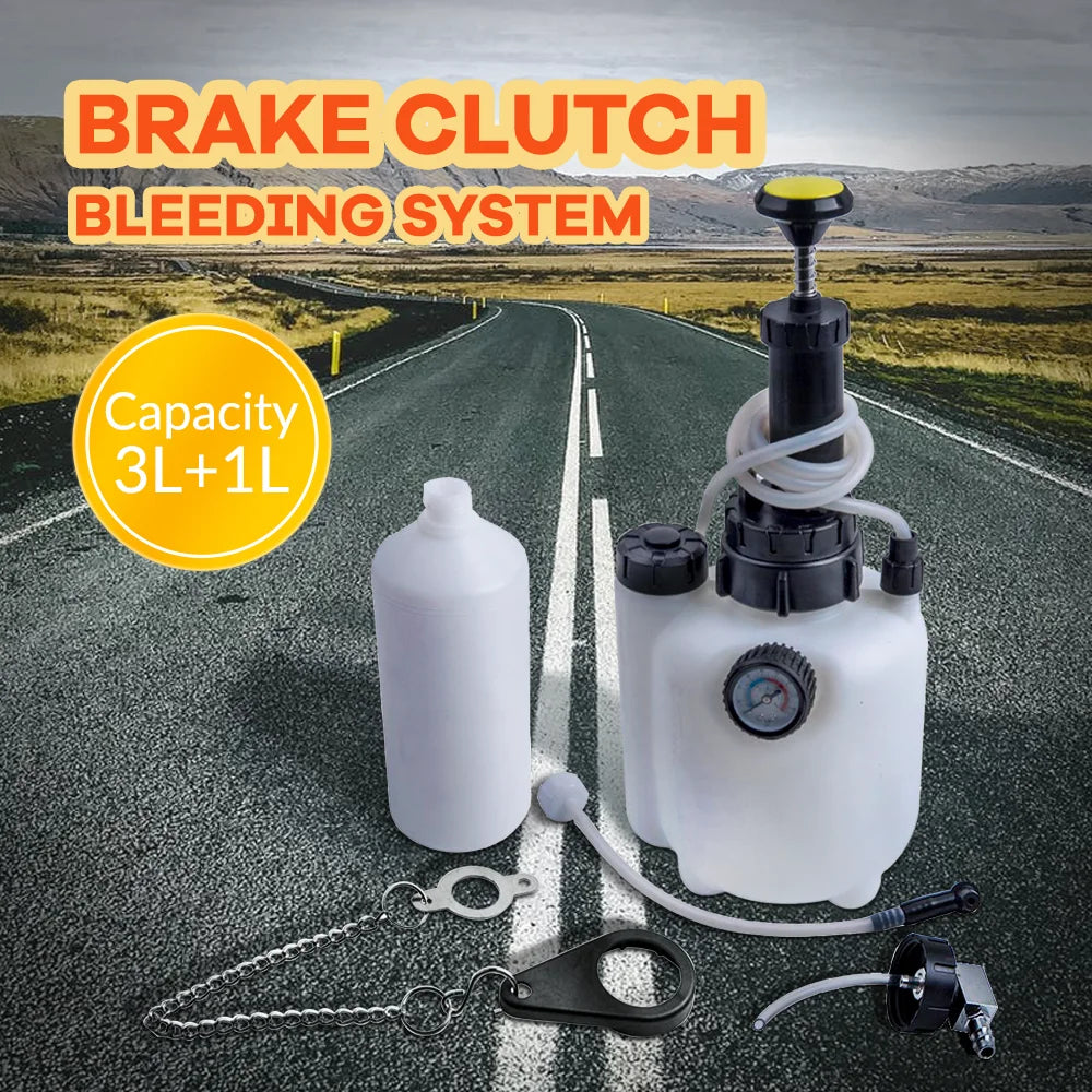 Universal 3L + 1L Auto Bremsenentlüfter Kupplungsentlüftungssystem Flüssigkeitsentlüfter-Set Neu