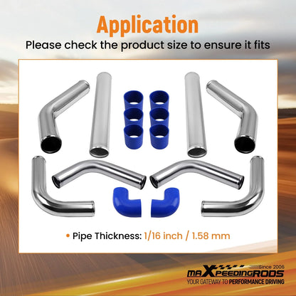 Universal 2.5 inch intercooler pipe set, 8 pcs. with connectors