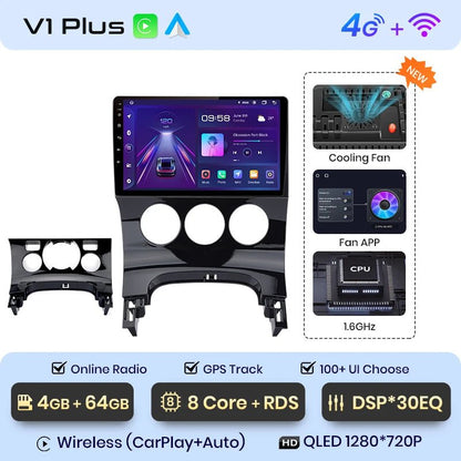 V1 Plus Car Radio For Peugeot 3008 2009 - 2015 wireless CarPlay Android Auto car intelligent systems No 2 din 2din DVD - Multigenus