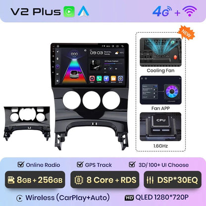 V1 Plus Car Radio For Peugeot 3008 2009 - 2015 wireless CarPlay Android Auto car intelligent systems No 2 din 2din DVD - Multigenus