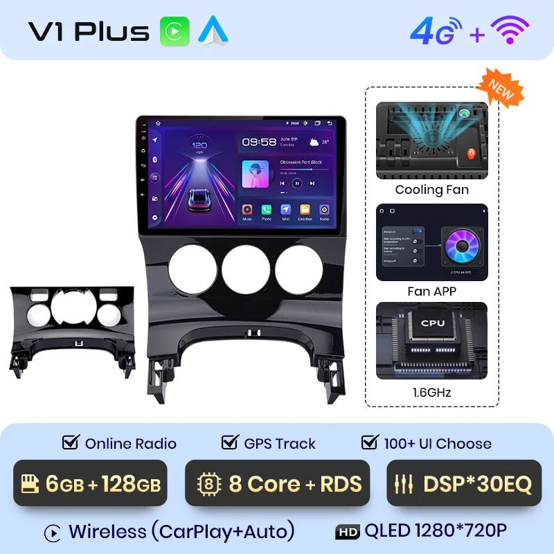 V1 Plus Car Radio For Peugeot 3008 2009 - 2015 wireless CarPlay Android Auto car intelligent systems No 2 din 2din DVD - Multigenus