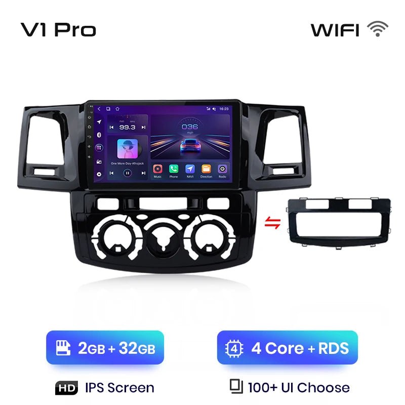 V1 Plus Car Radio For Toyota Fortuner Hilux Revo Vigo 2007 - 2015 wireless CarPlay Android Auto No 2 din 2din DVD - Multigenus