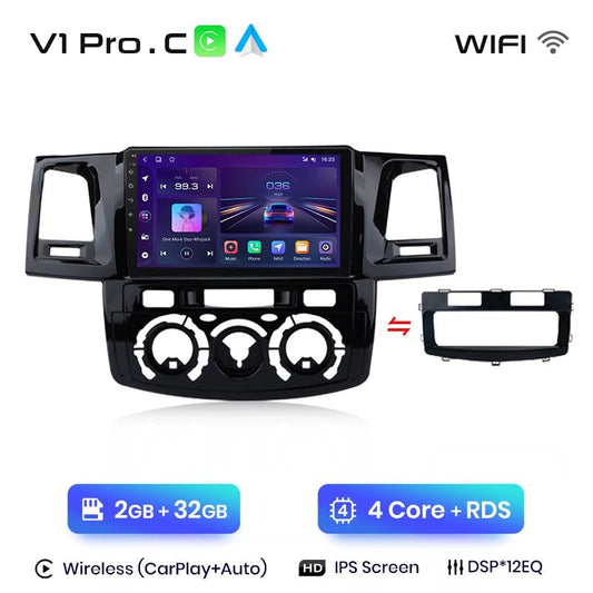 V1 Plus Car Radio For Toyota Fortuner Hilux Revo Vigo 2007 - 2015 wireless CarPlay Android Auto No 2 din 2din DVD - Multigenus