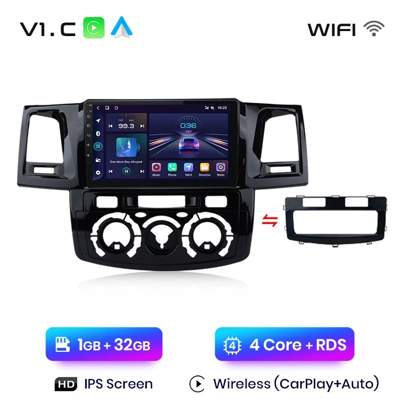 V1 Plus Car Radio For Toyota Fortuner Hilux Revo Vigo 2007 - 2015 wireless CarPlay Android Auto No 2 din 2din DVD - Multigenus