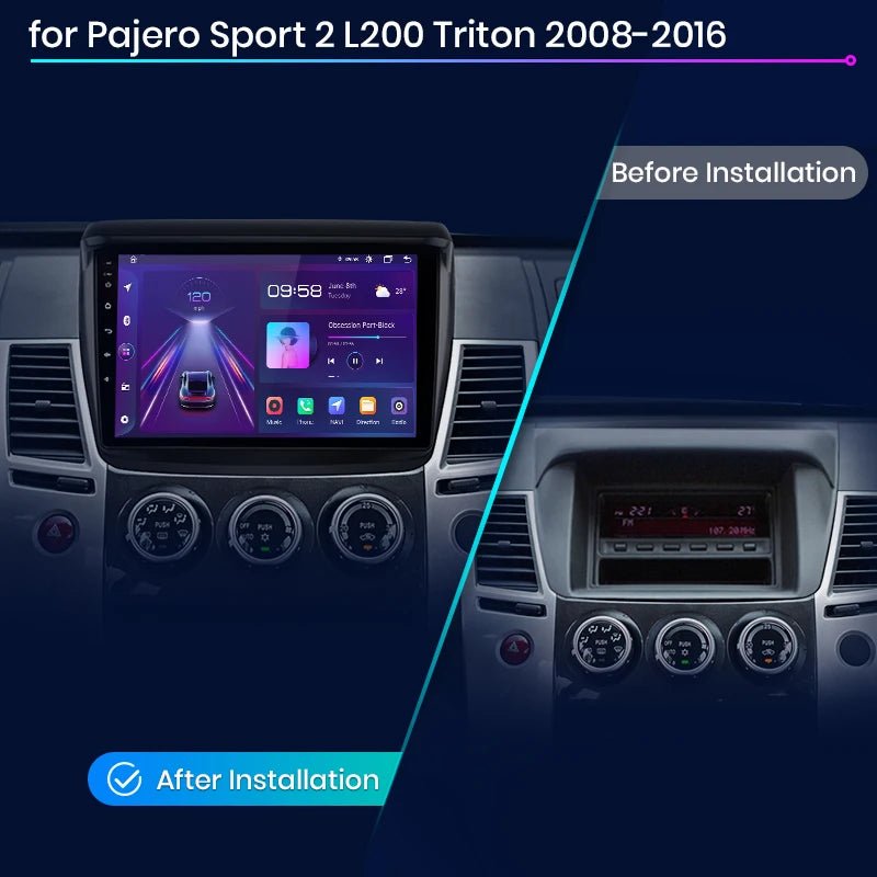 V1 Plus Radio Samochodowe do Mitsubishi Pajero Sport 2 L200 Triton 2008 - 2016 z bezprzewodowym CarPlay i Android Auto - Multigenus