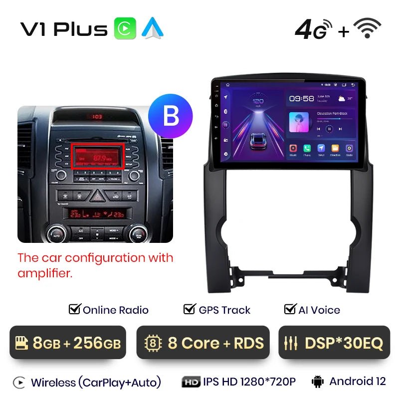 V1pro AI Voice 2 din Android Auto Radio dla Kia Sorento 2 XM 2009 - 2012 Carplay Car Multimedia GPS 2din radio samochodowe - Multigenus