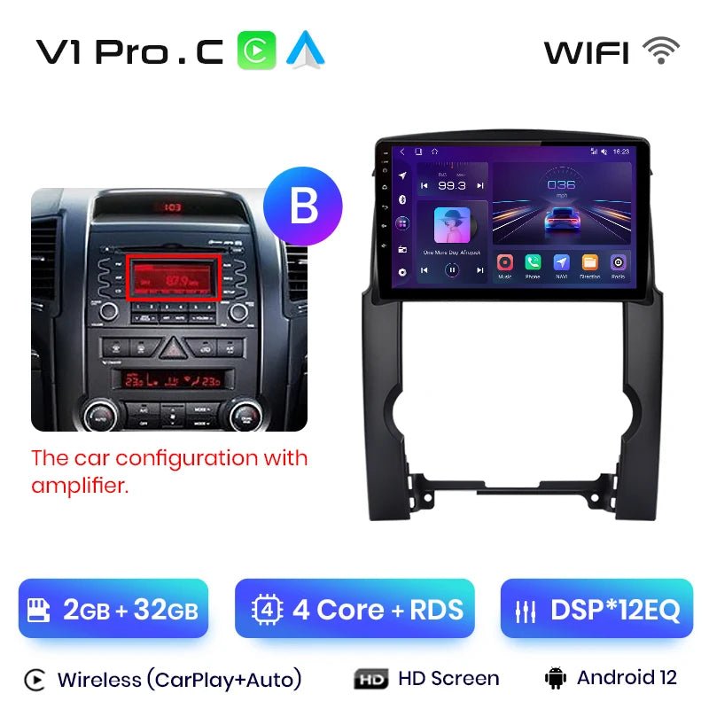 V1pro AI Voice 2 din Android Auto Radio dla Kia Sorento 2 XM 2009 - 2012 Carplay Car Multimedia GPS 2din radio samochodowe - Multigenus