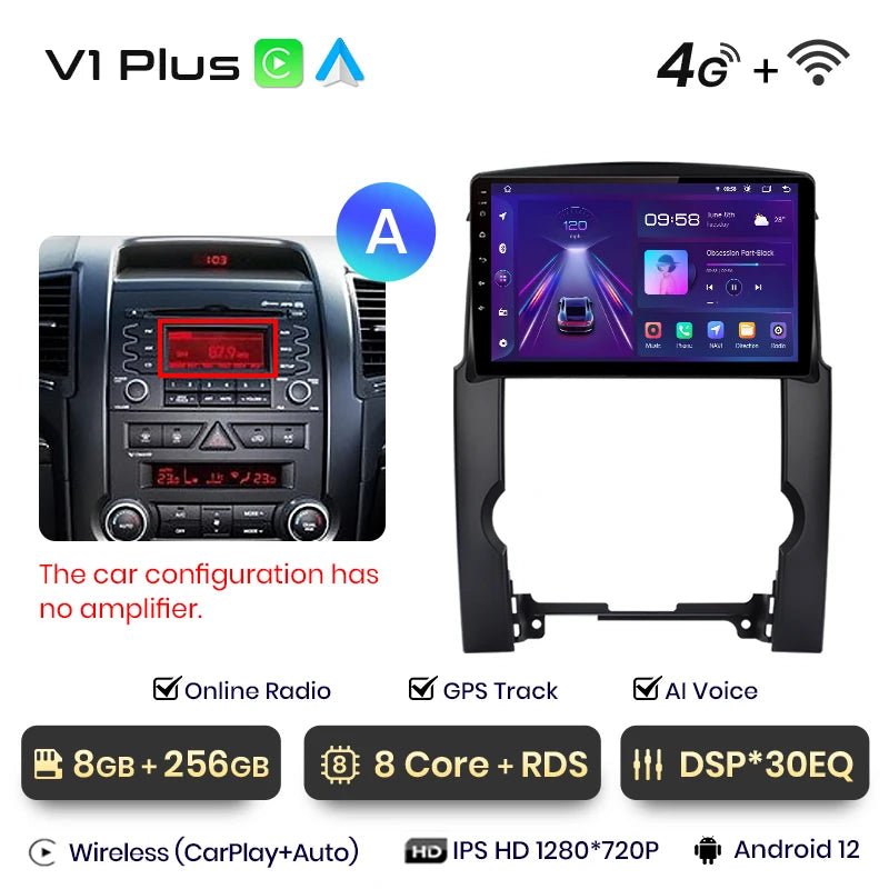 V1pro AI Voice 2 din Android Auto Radio dla Kia Sorento 2 XM 2009 - 2012 Carplay Car Multimedia GPS 2din radio samochodowe - Multigenus