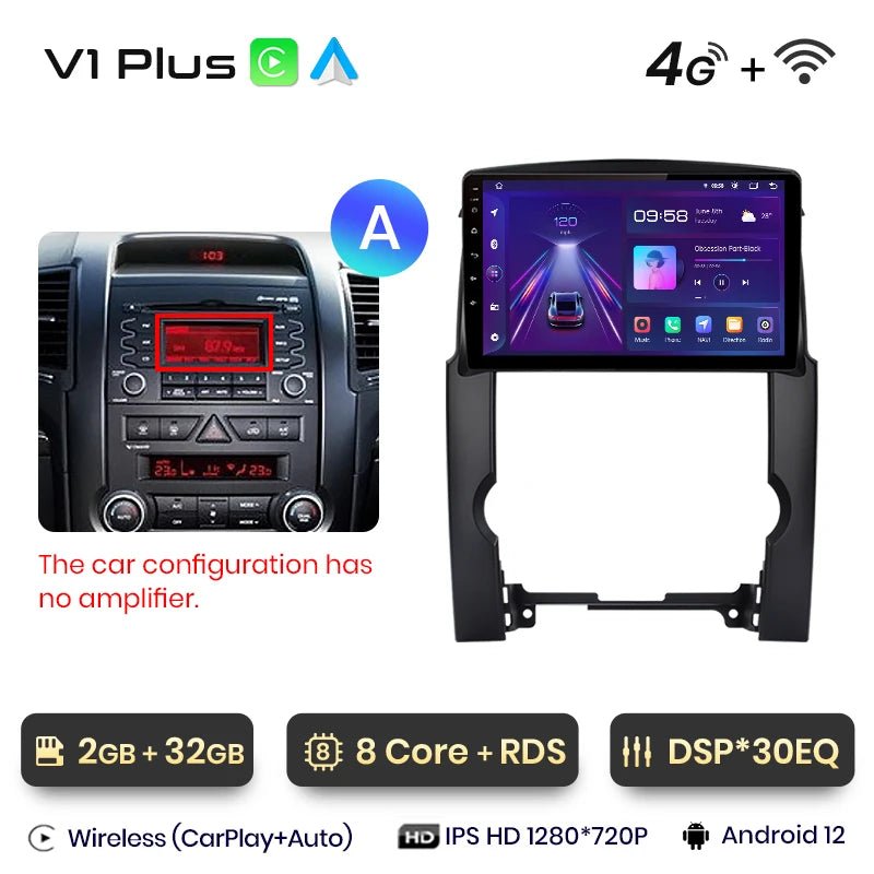 V1pro AI Voice 2 din Android Auto Radio dla Kia Sorento 2 XM 2009 - 2012 Carplay Car Multimedia GPS 2din radio samochodowe - Multigenus