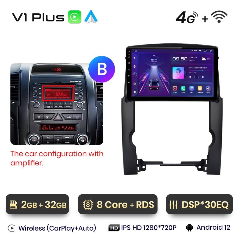 V1pro AI Voice 2 din Android Auto Radio dla Kia Sorento 2 XM 2009 - 2012 Carplay Car Multimedia GPS 2din radio samochodowe - Multigenus