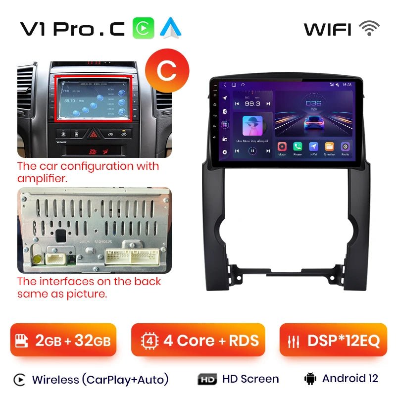 V1pro AI Voice 2 din Android Auto Radio dla Kia Sorento 2 XM 2009 - 2012 Carplay Car Multimedia GPS 2din radio samochodowe - Multigenus