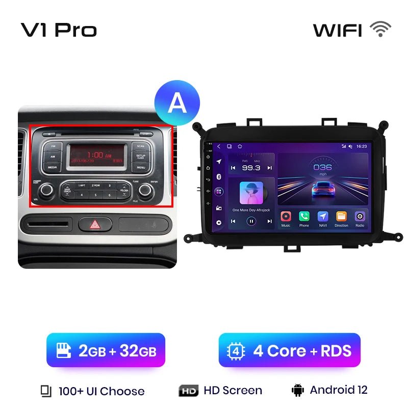 V1Pro AI Voice 4G Carplay Android Auto - Multimedia 2DIN GPS Radio dla Kia Carens 2013 - 2018 - Multigenus