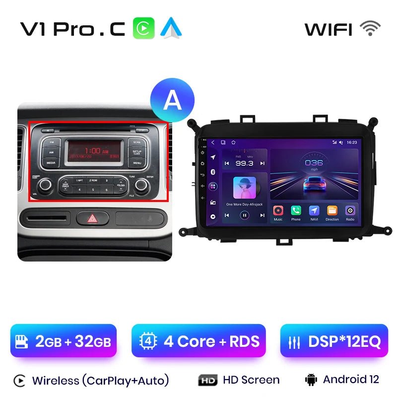 V1Pro AI Voice 4G Carplay Android Auto - Multimedia 2DIN GPS Radio dla Kia Carens 2013 - 2018 - Multigenus