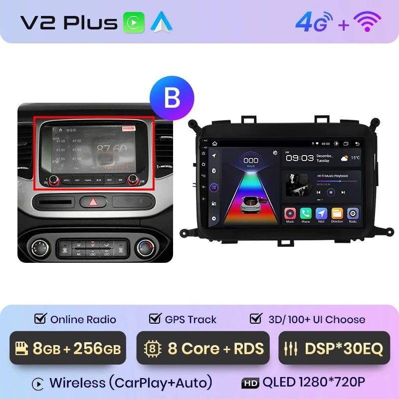 V1Pro AI Voice 4G Carplay Android Auto - Multimedia 2DIN GPS Radio dla Kia Carens 2013 - 2018 - Multigenus