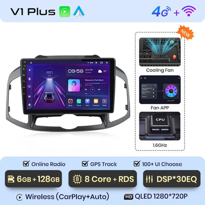 V1pro AI Voice Android Auto Radio Samochodowe dla Chevrolet Captiva 2011 - 2016 | 4G CarPlay 2DIN GPS Multimedia - Multigenus