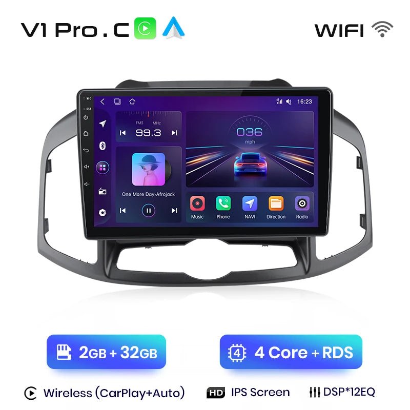 V1pro AI Voice Android Auto Radio Samochodowe dla Chevrolet Captiva 2011 - 2016 | 4G CarPlay 2DIN GPS Multimedia - Multigenus