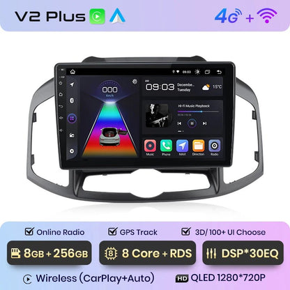 V1pro AI Voice Android Auto Radio Samochodowe dla Chevrolet Captiva 2011 - 2016 | 4G CarPlay 2DIN GPS Multimedia - Multigenus