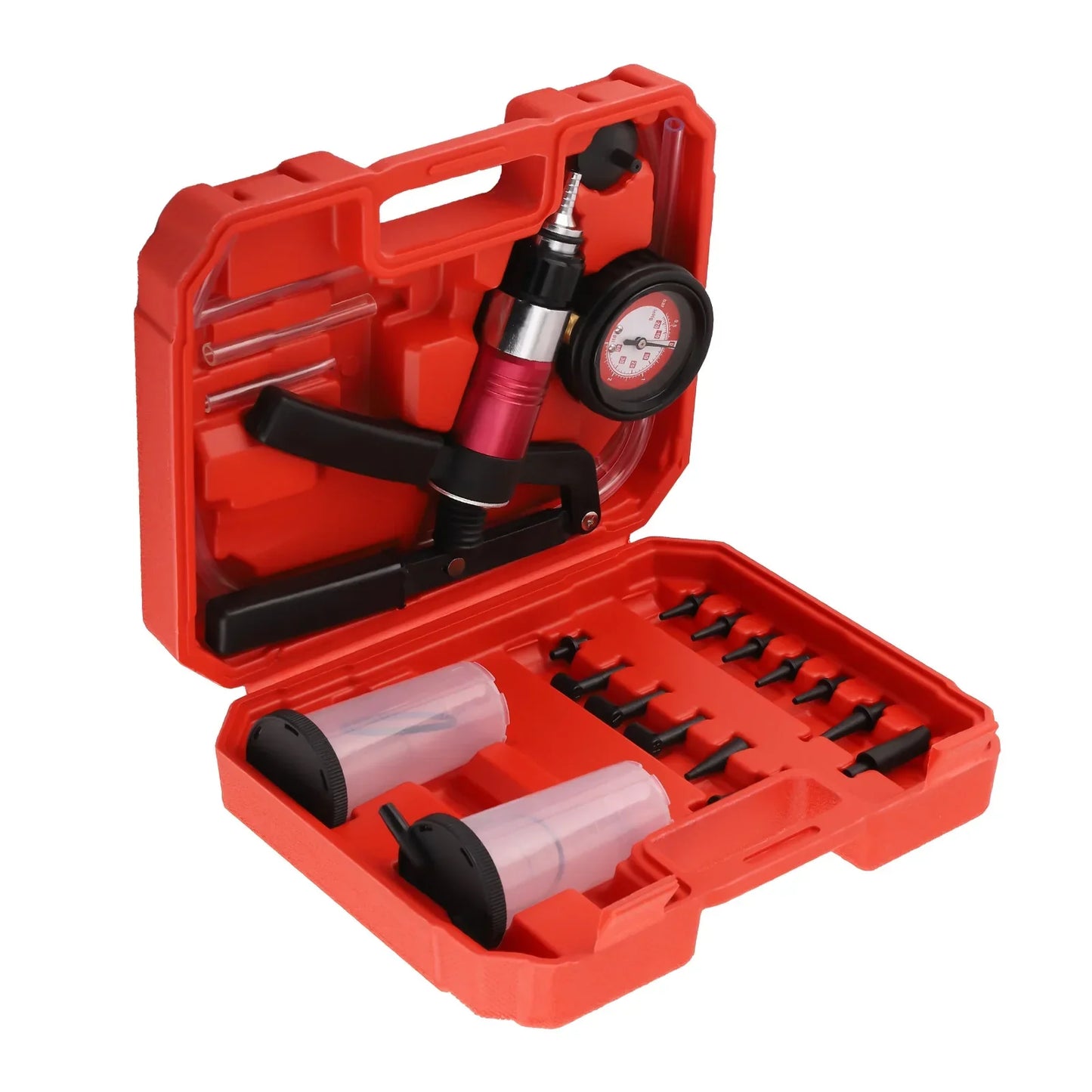 Vakuum-Druckpumpen-Tester-Set, Bremsflüssigkeitsentlüfter, Entlüftungsadapter, Manometer, Neu